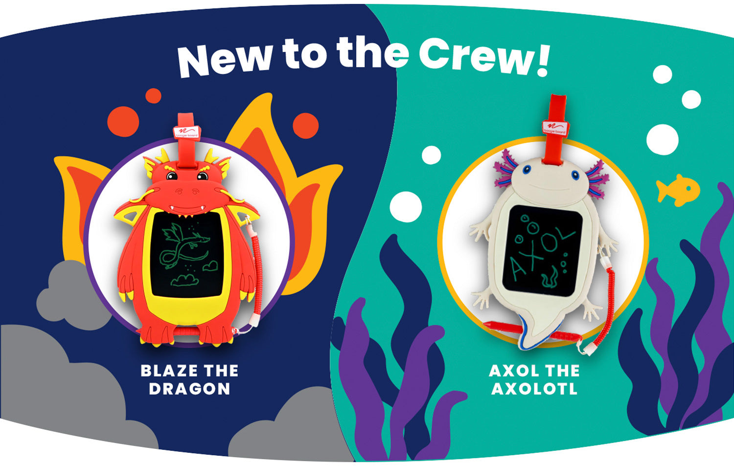 Blaze the Dragon and Axol the Axolotl Sketch Pals Animal drawing boards